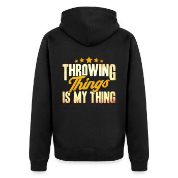 Discus Throw Discus Thrower Gift - Unisex Premium Organic Zip Hoodie - black - Back - Nico (187cm)
