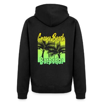 Crane Beach Barbados - Unisex Premium Bio Zip Hoodie - Schwarz - Hinten - Nico (187cm)