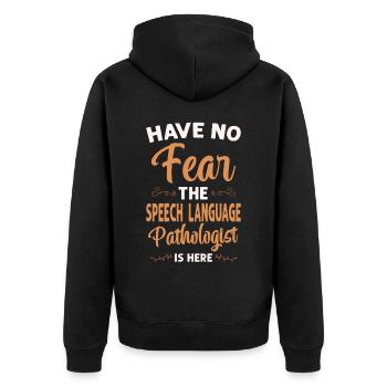 Speech Therapist Therapy Assistant - Unisex Premium Bio Zip Hoodie - Schwarz - Hinten - Nico (187cm)