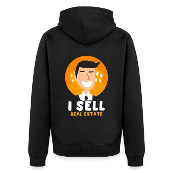 Ich Verkaufe Immobilien Immobilienmakler Häuser - Unisex Premium Bio Zip Hoodie - Schwarz - Hinten - Nico (187cm)