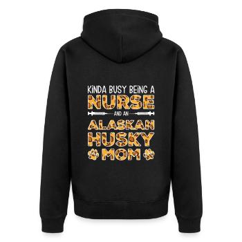 Mère de chien nourrice - Alaskan Husky - Veste à capuche bio Premium Unisexe - noir - Dos - Nico (187cm)