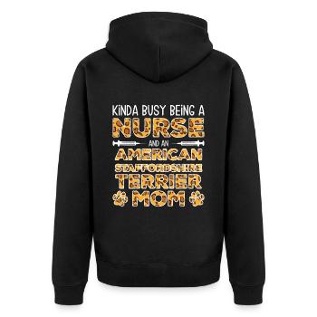 Sœur Chienne Mère - Staffordshire Terrier - Veste à capuche bio Premium Unisexe - noir - Dos - Nico (187cm)