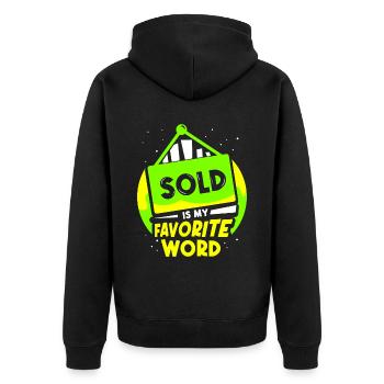 Verkauft Ist Mein Liebstes Wort Immobilienmakler - Unisex Premium Bio Zip Hoodie - Schwarz - Hinten - Nico (187cm)