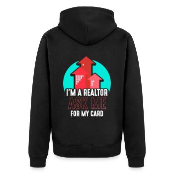 I'm a real estate agent asking me for my card - Unisex Premium Organic Zip Hoodie - black - Back - Nico (187cm)