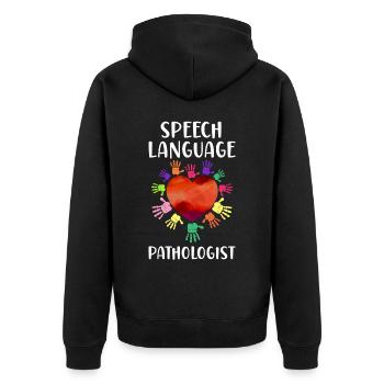 Speech Therapist Therapy Assistant - Unisex Premium Bio Zip Hoodie - Schwarz - Hinten - Nico (187cm)