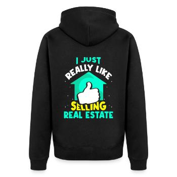 Ich Mag Es Einfach Immobilien Zu Verkaufen Makler - Unisex Premium Bio Zip Hoodie - Schwarz - Hinten - Nico (187cm)