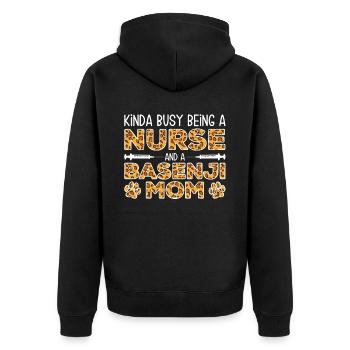 Krankenschwester Hundemutter - Basenji - Unisex Premium Bio Zip Hoodie - Schwarz - Hinten - Nico (187cm)