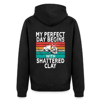 Tontaubenschießen & Lustige Sportschütze Tontauben - Unisex Premium Bio Zip Hoodie - Schwarz - Hinten - Nico (187cm)