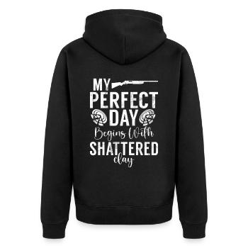 Tontaubenschießen & Lustige Sportschütze Tontauben - Unisex Premium Bio Zip Hoodie - Schwarz - Hinten - Nico (187cm)
