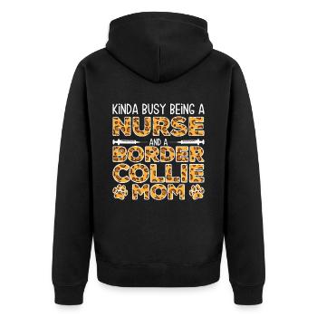 Krankenschwester Hundemutter - Border Collie - Unisex Premium Bio Zip Hoodie - Schwarz - Hinten - Nico (187cm)
