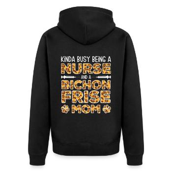 Nurse Dog Mother - Bichon Frise - Unisex Premium Organic Zip Hoodie - black - Back - Nico (187cm)