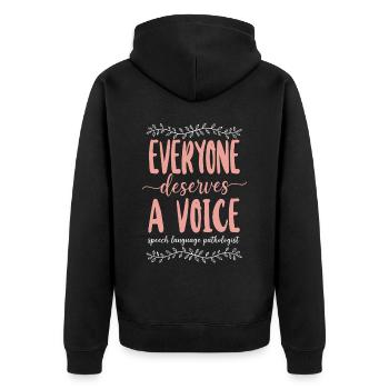 Speech Therapist Therapy Assistant - Unisex Premium Bio Zip Hoodie - Schwarz - Hinten - Nico (187cm)