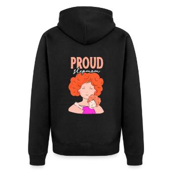 Stolze Stiefmutter Kind Ziehmutter Pflegemutter - Unisex Premium Bio Zip Hoodie - Schwarz - Hinten - Nico (187cm)