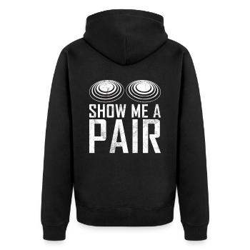 Tontaubenschießen & Lustige Sportschütze Tontauben - Unisex Premium Bio Zip Hoodie - Schwarz - Hinten - Nico (187cm)