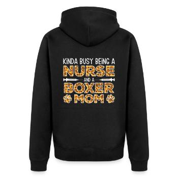 Krankenschwester Hunde Mutter - Boxer - Unisex Premium Bio Zip Hoodie - Schwarz - Hinten - Nico (187cm)