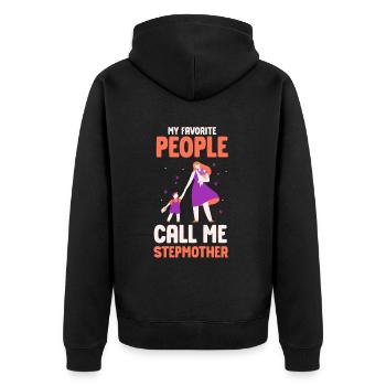 Meine Lieblingsmenschen Nennen Mich Stiefmutter - Unisex Premium Bio Zip Hoodie - Schwarz - Hinten - Nico (187cm)