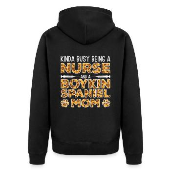 Krankenschwester-Hundemutter - Boykin Spaniel - Unisex Premium Bio Zip Hoodie - Schwarz - Hinten - Nico (187cm)