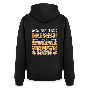 Sister dog mother - Brussels Griffon - Unisex Premium Organic Zip Hoodie - black - Back - Nico (187cm)