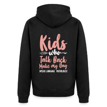 Speech Therapist Therapy Assistant - Unisex Premium Organic Zip Hoodie - black - Back - Nico (187cm)