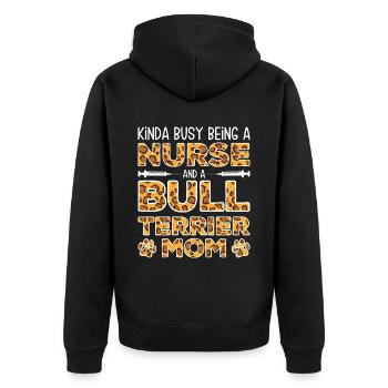 Sister Dog Mother - Bull Terrier - Unisex Premium Organic Zip Hoodie - black - Back - Nico (187cm)