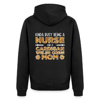 Sister Dog Mother - Cardigan Welsh Corgi - Unisex Premium Organic Zip Hoodie - black - Back - Nico (187cm)
