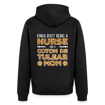 Nurse Dog Mother - Coton De Tulear - Unisex Premium Organic Zip Hoodie - black - Back - Nico (187cm)
