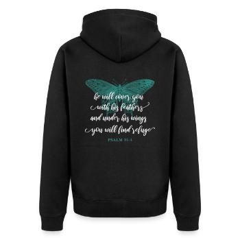 Citation chrétienne verset biblique Religieux - Veste à capuche bio Premium Unisexe - noir - Dos - Nico (187cm)