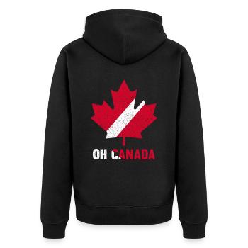 Ach Kanada - Unisex Premium Bio Zip Hoodie - Schwarz - Hinten - Nico (187cm)