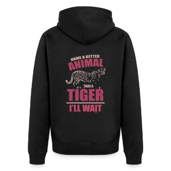 Nenne mir ein besseres Tier als einen Tiger - Unisex Premium Bio Zip Hoodie - Schwarz - Hinten - Nico (187cm)