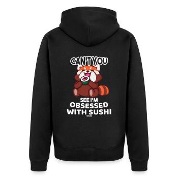 Panda Sushi - Unisex Premium Bio Zip Hoodie - Schwarz - Hinten - Nico (187cm)