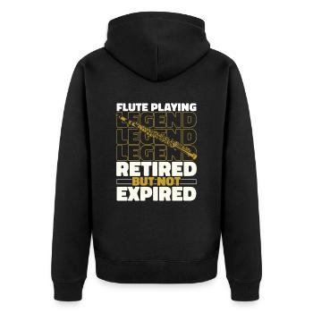 Flutist Flute Retired - Unisex Premium Organic Zip Hoodie - black - Back - Nico (187cm)