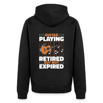 Akustikgitarre Im Ruhestand - Unisex Premium Bio Zip Hoodie - Schwarz - Hinten - Nico (187cm)