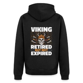 Wikinger Im Ruhestand - Unisex Premium Bio Zip Hoodie - Schwarz - Hinten - Nico (187cm)