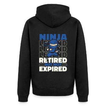 Ninja Im Ruhestand - Unisex Premium Bio Zip Hoodie - Schwarz - Hinten - Nico (187cm)