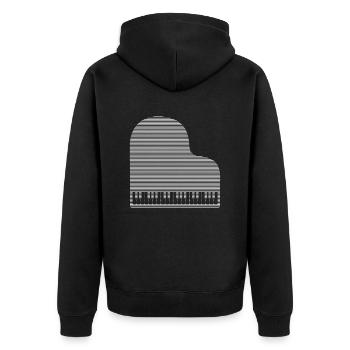 Piano - Unisex Premium Organic Zip Hoodie - black - Back - Nico (187cm)
