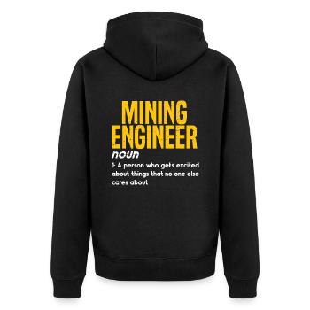 Engineer Witzig Mining Engineer - Unisex Premium Organic Zip Hoodie - black - Back - Nico (187cm)