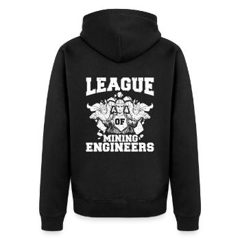 Ingenieur Superheld Bergbauingenieur - Unisex Premium Bio Zip Hoodie - Schwarz - Hinten - Nico (187cm)