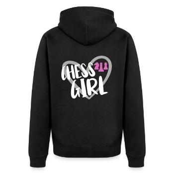 Schach Spieler - Unisex Premium Bio Zip Hoodie - Schwarz - Hinten - Nico (187cm)