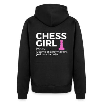 Schach Spieler - Unisex Premium Bio Zip Hoodie - Schwarz - Hinten - Nico (187cm)
