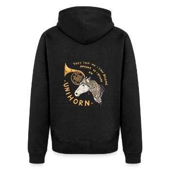 Français Licorne Corne - Veste à capuche bio Premium Unisexe - noir - Dos - Nico (187cm)