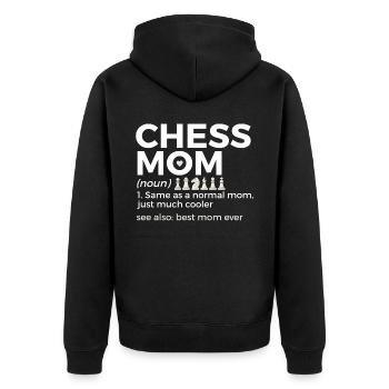 Schach Spieler - Unisex Premium Bio Zip Hoodie - Schwarz - Hinten - Nico (187cm)