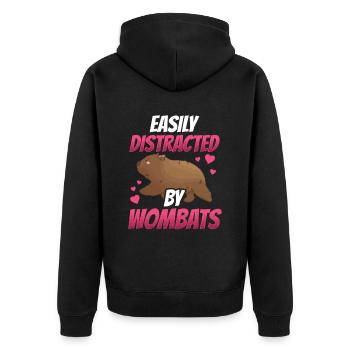 Wombat leicht abgelenkt Australien Beuteltier - Unisex Premium Bio Zip Hoodie - Schwarz - Hinten - Nico (187cm)