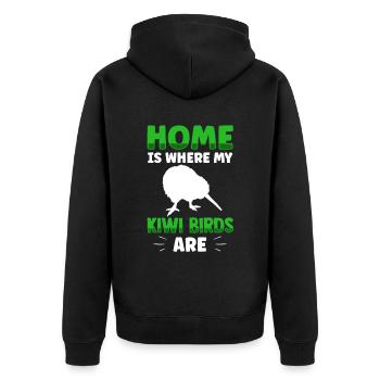 Kiwi Vogel ist Zuhause Neuseeland Kiwi Vogel - Unisex Premium Bio Zip Hoodie - Schwarz - Hinten - Nico (187cm)