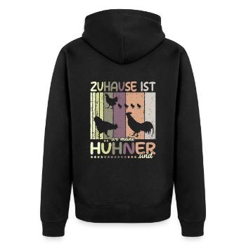 Zuhause ist wo meine Hühner sind Huhn Hühner - Unisex Premium Bio Zip Hoodie - Schwarz - Hinten - Nico (187cm)