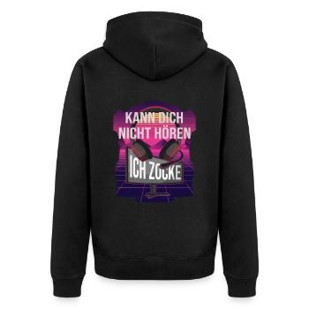 Ich zocke - Gamer Gaming Zocker headset - Unisex Premium Bio Zip Hoodie - Schwarz - Hinten - Nico (187cm)