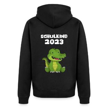 Schulkind 2023 Krokodil Einschulung Erstklässler - Unisex Premium Bio Zip Hoodie - Schwarz - Hinten - Nico (187cm)