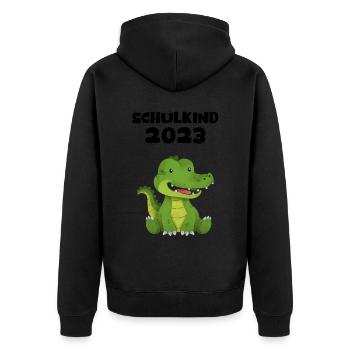 Schulkind 2023 Krokodil Einschulung Erstklässler - Unisex Premium Bio Zip Hoodie - Schwarz - Hinten - Nico (187cm)