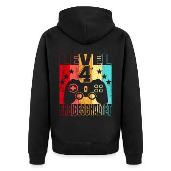 4 Jahre Geburtstagsshirt Jungs Zocker Gamer 4. - Unisex Premium Bio Zip Hoodie - Schwarz - Hinten - Nico (187cm)