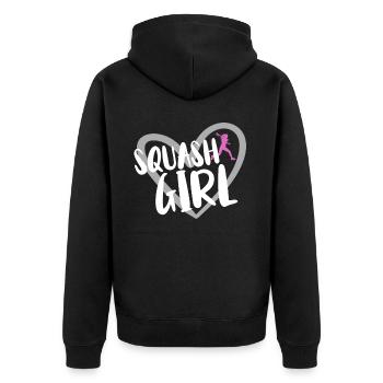 Squash Player - Unisex Premium Organic Zip Hoodie - black - Back - Nico (187cm)