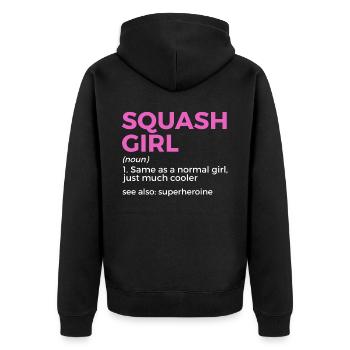 Squash Player - Unisex Premium Organic Zip Hoodie - black - Back - Nico (187cm)